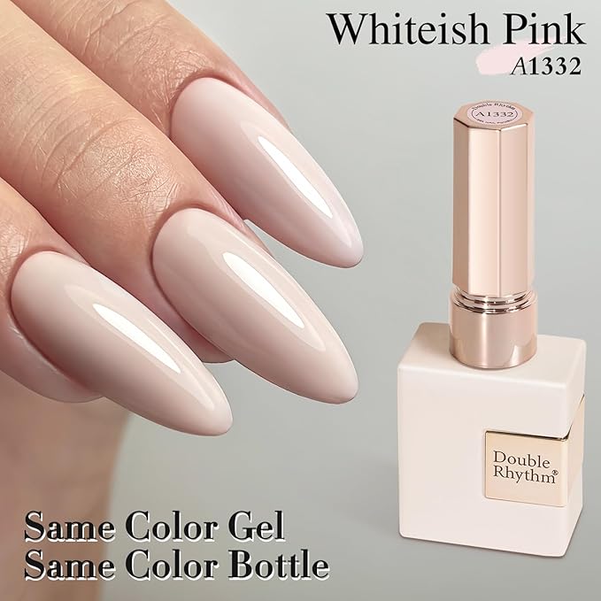 Double Rhythm 15ML Gel Nail Polish Pure Sheer Same Color Same Bottle Soak Off Gel Polish Art Manicure Salon DIY at Home for Women (Cream Nude Pink-A1332)