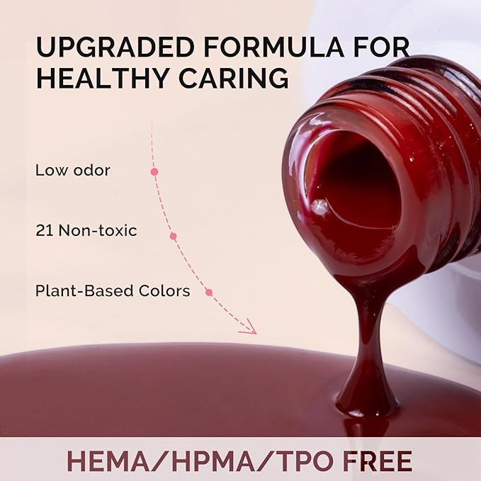 MelodySusie Fleurwee Plant Based Gel Nail Polish, Hema Free Rose Red Nail Polish, Soak Off UV LED Gel Polish Gift for Women 21 Non Toxic Long Lasting Nail Art Manicure Salon DIY at Home P29