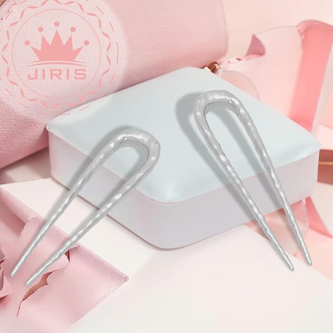 2PCS 3.8Inch French Hair Pins U-Shaped Pins for Women and Girls Fashion Metal Hair Pin French Twist Hair Pins for Buns, Updos,Stylish and Functional(set2-silver)