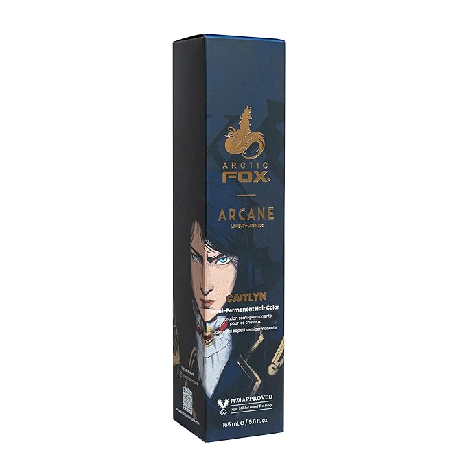 Arctic Fox x Arcane League of Legends Semi Permanent Hair Dye, Vegan & Cruelty Free, Ammonia Free, Fade-Resistant, Deep Navy Blue, For All Hair Types, 1 Pack, 5.6 oz, Caitlyn