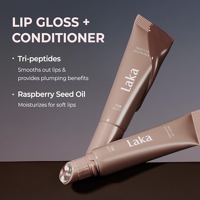 Laka Fruity Lip Glotioner, 10ml/0.33 fl.oz, Lip Gloss with High Shine Vivid Colors, Jelly tip for Hygienic & Easy Application, Plumping Conditioner, Vegan, K-Beauty (#706 Stealer)