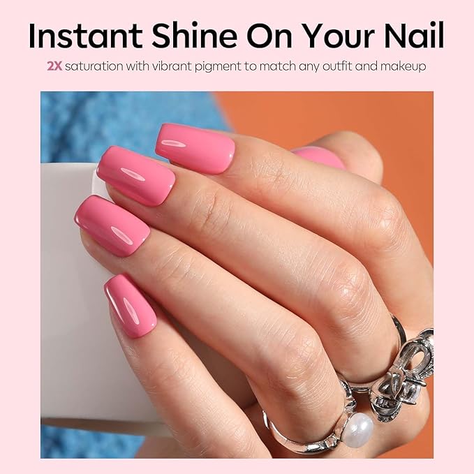 modelones Gel Nail Polish, 15 ML Pink Light Pink Gel Polish Nail Polish High Gloss Soak Off U V French Nail Manicure Salon DIY for Women Girls