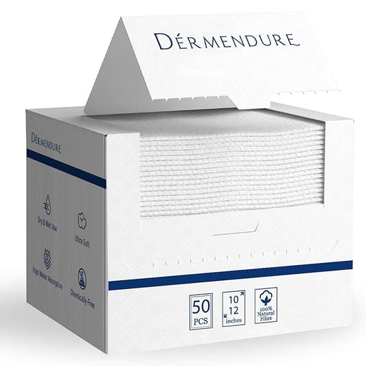 Disposable Face Towels, Disposable Face Towelette, Dry Wipes, Extra Large Size, 100% Natural Fibres, Super-Soft, Extra Absorbent, Makeup Remover, 100% Biodegradable, 50 PCS