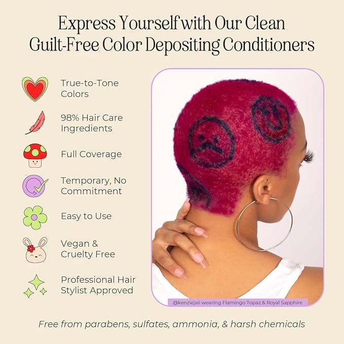 INH Semi Permanent Hair Color | Color Depositing Conditioner | Pink Hair Dye | No Bleach, No Peroxide Temporary Flamingo Topaz Tint for Women, Men | Vegan, Ammonia Free, Sulfate Free, Ready to Use 6oz