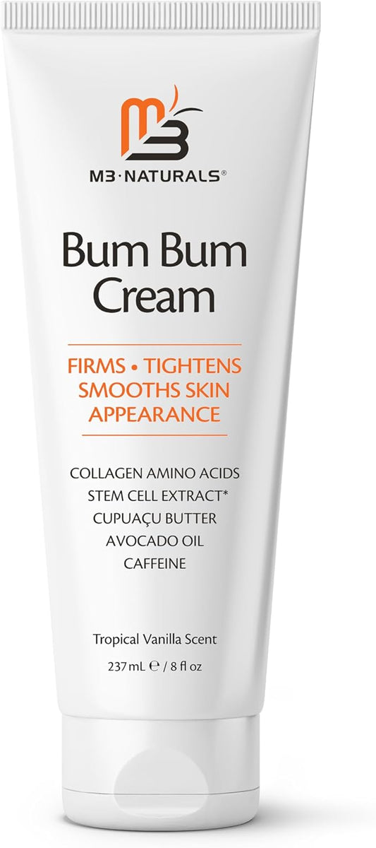 Bum Bum Cream with Lemon Vanilla Scent, 2-in-1 Skin Care Cellulite Treatment & Massage Lotion, Non-Greasy Skin Tightening for Firm Butt, Belly, and Thighs with Cupuaçu, Collagen, and Caffeine, 8 Fl Oz