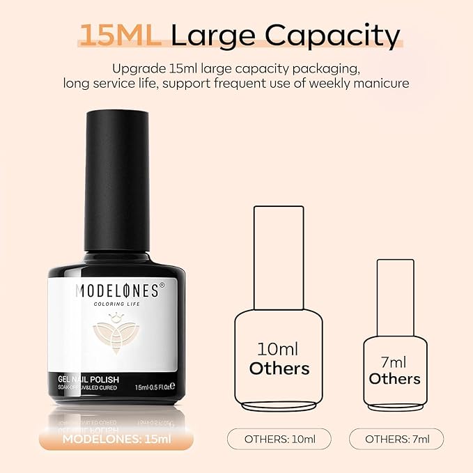 modelones Nude Gel Nail Polish, 1 Pcs 15 ML Nude Neutral Color Soak Off LED Skin Tones Nail Gel Polish Manicure Home DIY Nail Art Gift for Women Holidays