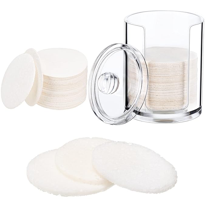 Geiserailie 50 Pcs Compressed Facial Sponges Facial Makeup Natural Cosmetic Spa Sponges for Women Cleansing, Exfoliating Mask, Makeup Removal, Dead Skin, and Dirt, Travel Accessories(White)