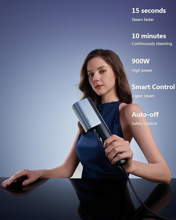 nesugar G3 Pro Smart Handheld Steamer for Clothes – Global Voltage Adaptation, Palm-Sized & Lightweight (0.8lb), Dual Steam Modes, Auto Shut-Off, Travel & Home Double Use (navy blue)