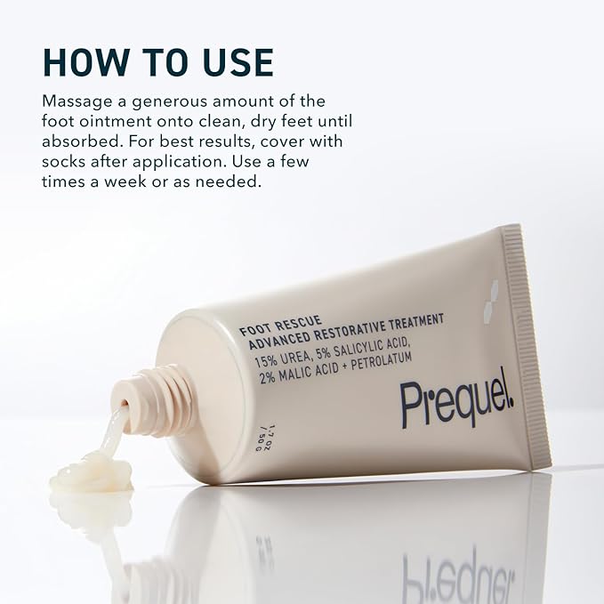 Prequel Skin Foot Rescue, Professional Foot Treatment with 15% Urea + Salicylic Acid. Advanced Cream For Dry Cracked Feet. Clinical-Grade Moisturizer. 1.7oz