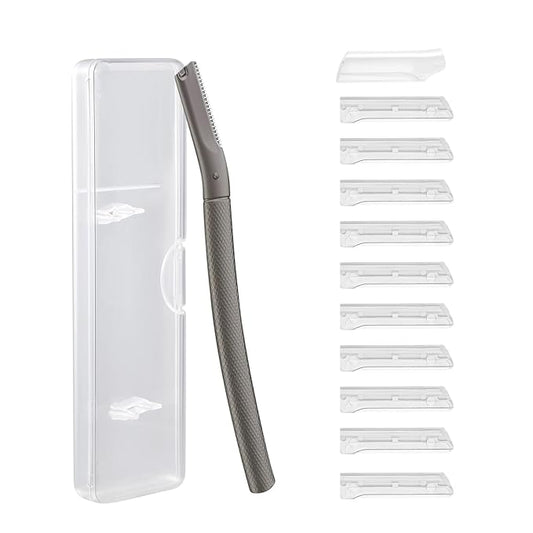 BoxedHome Eyebrow Razor with 11 Blades for Women & Men, Face Eye Brow Trimmer Shaper, Non-slip Facial Shaver with Precision Cover,Black