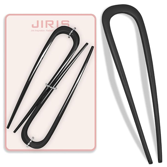 2PCS 5.5Inch French Hair Pins Large U-Shaped Pins for Women and Girls Fashion Metal Hair Pin French Twist Hair Pins for Buns, Updos,Stylish and Functional(set3-black)
