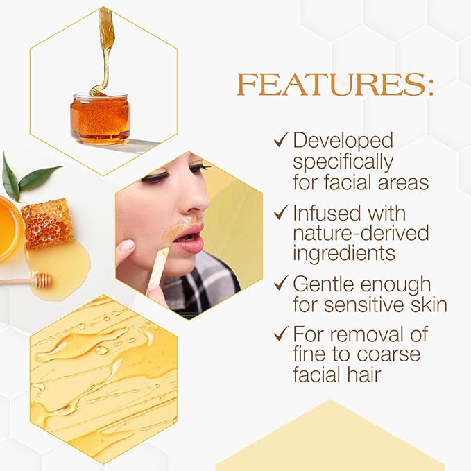 GiGi Facial Honee Wax - Hair Removal Soft Wax for Face and Delicate Skin, 14 oz