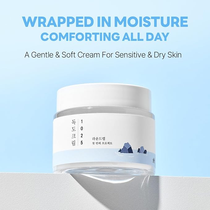 ROUND LAB 1025 Dokdo Cream | Facial Cream, Soothing, Moisturizing Cream (2.71fl.oz) (International Ver.)