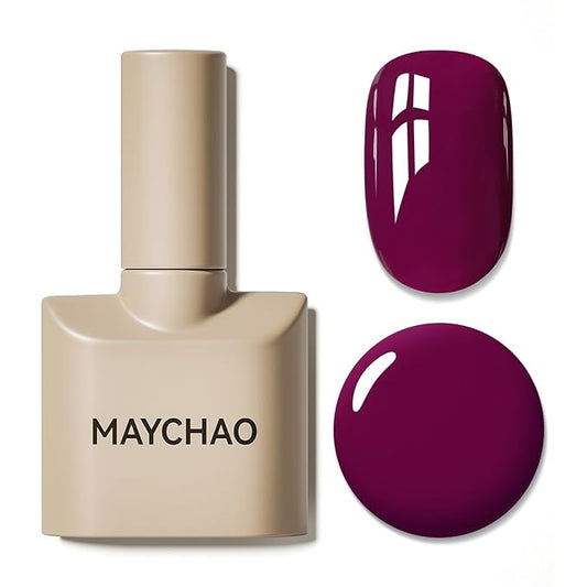 MAYCHAO 15ML Vino Red Gel Nail Polish 1Pc Claret-Red Nail Polish Soak Off UV LED Nail Gel Polish Nail Art Starter Manicure Salon DIY at Home, 0.5 OZ