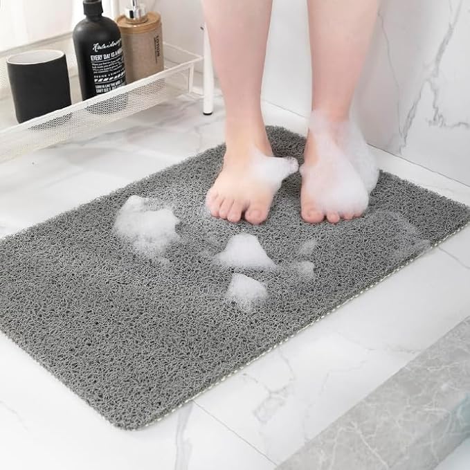 Non-Slip Bathtub Mat, Anti Slip Shower Mat, Fast Drying Bathtub Mats, Foot Scrubber Mat, Anti Slip Mat for Tub, Floor, Bathroom, Kitchen, Home, Hotel (Grey 36"×24")