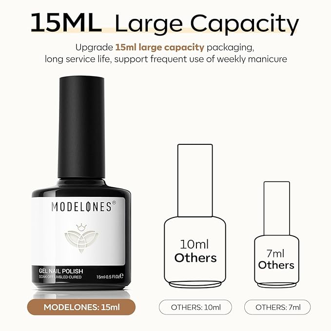 Modelones White Gel Nail Polish, 15 ML Off-White Color Gel Polish Summer Nail Gel Polish Soak Off Led Nail Art Gel Franch Manicure Salon DIY Gifts for Women