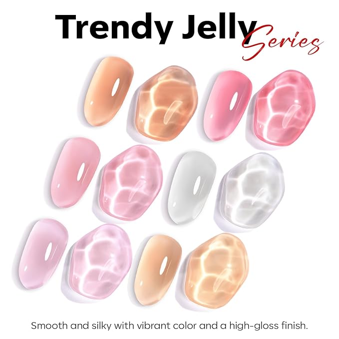 modelones Red Gel Nail Polish Jelly Translucent Gel Polish Christmas Red Neutral Sheer Nails Soak Off LED Nail Lamp Manicure Salon Gift 15 ML