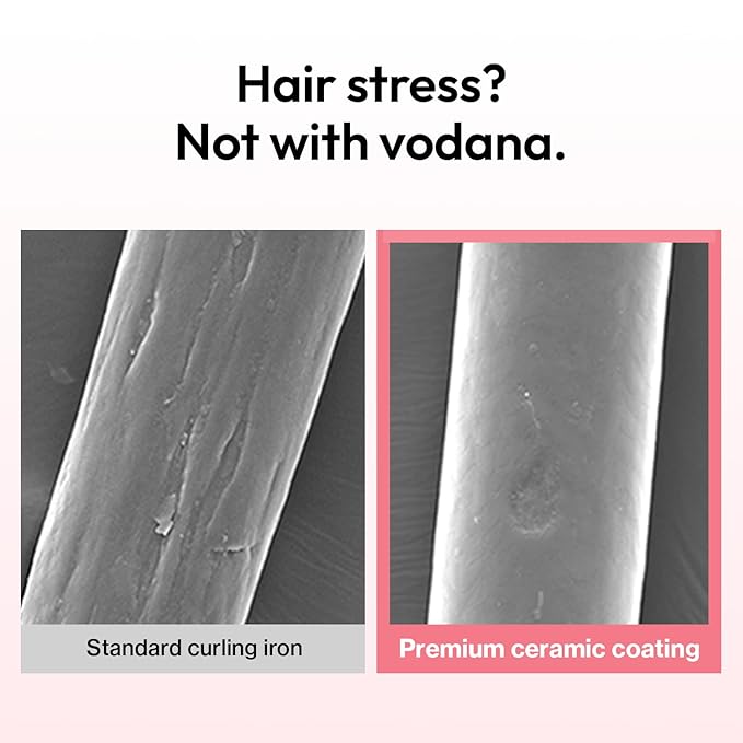 VODANA Professional GlamWave Ceramic Curling Iron, Long-Lasting Natural Curls, Instant Heat, Hair Curler, Curling Wand, Available in USA (1.4 inch, Creamy Blue)