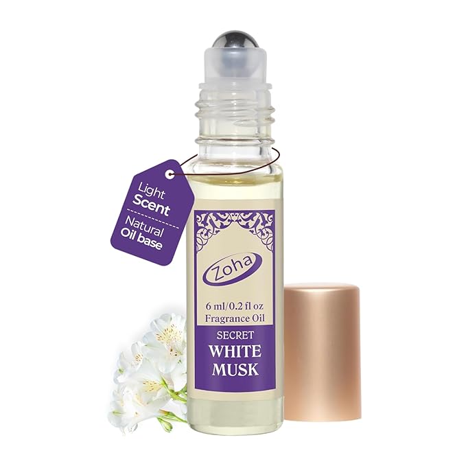 Zoha White Musk - White Musk Perfume for Women and Men, Alcohol Free Perfume Oil Roll On, Natural Clean Travel Size Parfum, 6ml Roller