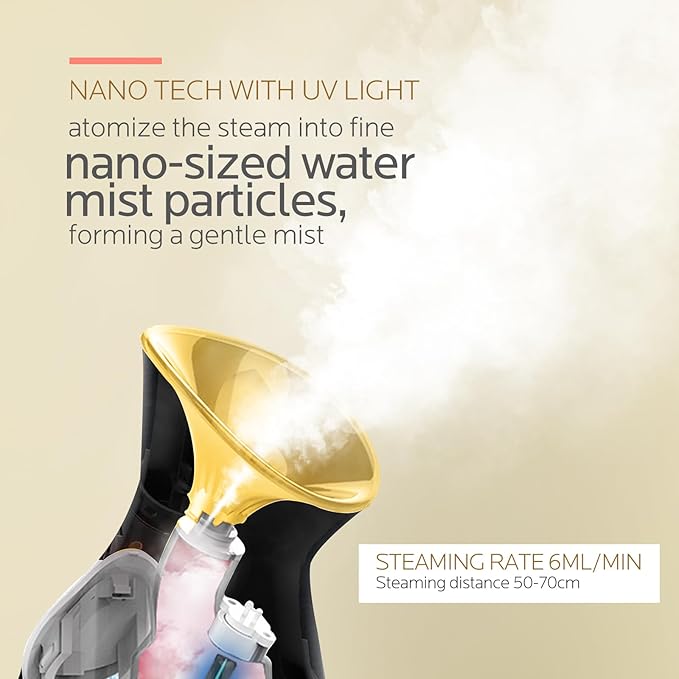 Colorfarm Facial Steamer Nano Ionic: Face Steamer Deep Cleaning Unclogs Pores - Humidifier Hot Mist Home Sauna Spa for Women Men Sinuses Moisturizing