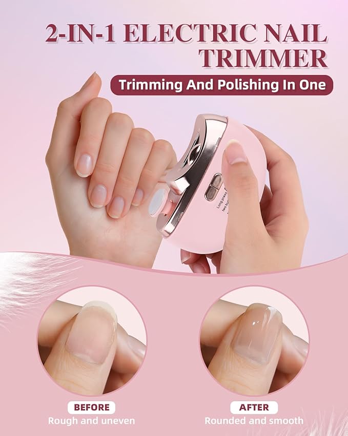 2025 Upgraded Electric Nail Clipper, Electric Nail File, 2 Speeds Automatic Nail Trimmer with LED Light & Clip Storage - USB Rechargeable for Baby, Kids, Adults, Seniors