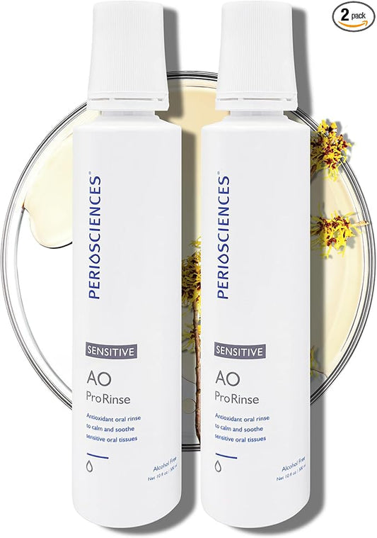 PerioSciences AO ProRinse Sensitive Teeth Mouthwash with Essential Oils and Antioxidants - Alcohol Free Mouthwash for Extreme Oral Sensations, 10 fl oz/300ml Pack of 2