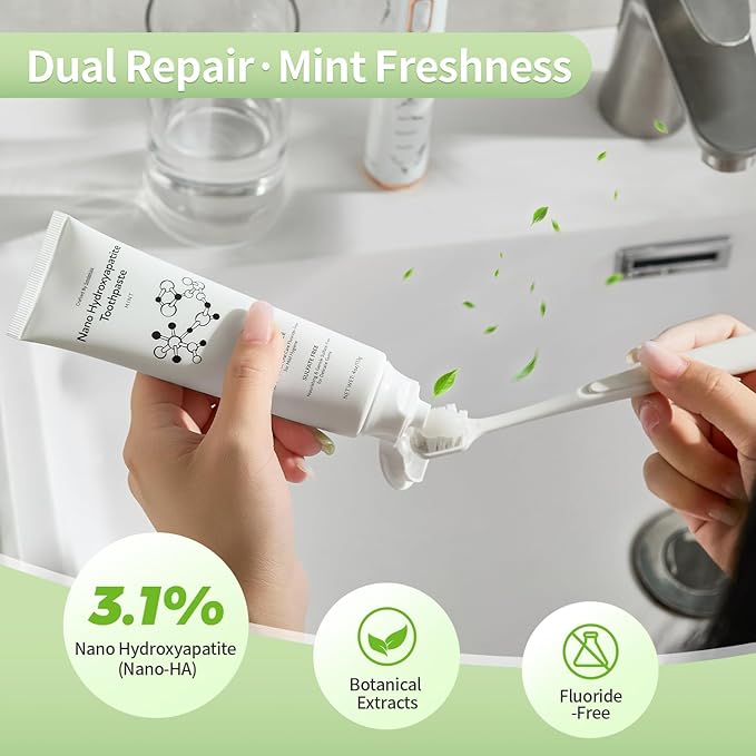 Fluoride Free Toothpaste with Nano Hydroxyapatite – Dentist Recommended for Remineralizing & Sensitive Teeth Relief – Mild Mint Natural Toothpaste for Adults & Kids, 4oz