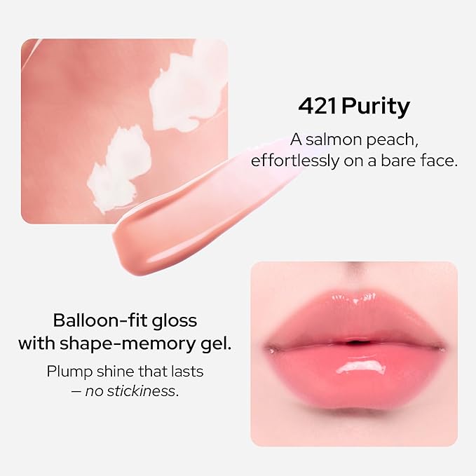 Unseen Balloon Tint, 9 Colors Set for All Skin Types. Buildable Color, Long Lasting Glossy Lip Stains, Lightweight Lip Gloss Make up (421 Purity, 0.11 Ounce (Pack of 1))