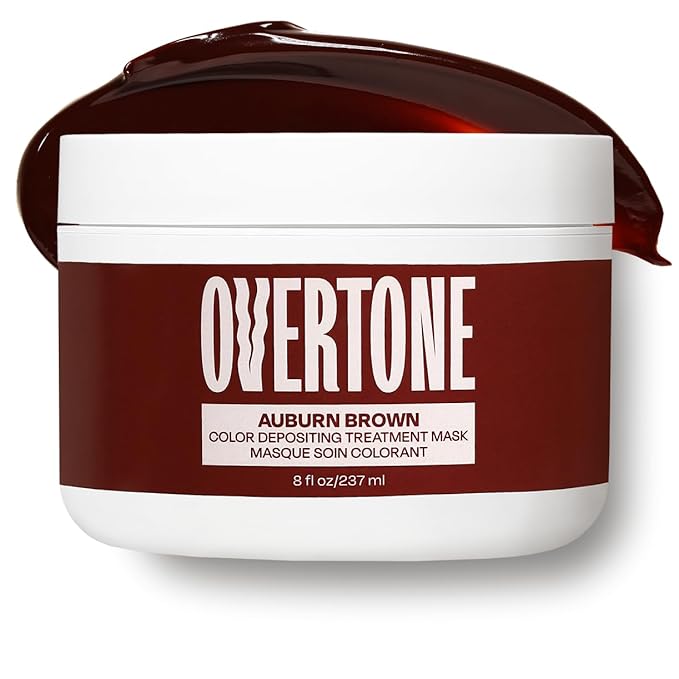 Overtone Color Depositing Semi-Permanent Hair Dye Conditioner - 8 oz For Natural & Color-Treated Hair, Moisturizing Shea Butter & Coconut Oil - Vegan & Cruelty-Free, Auburn Brown