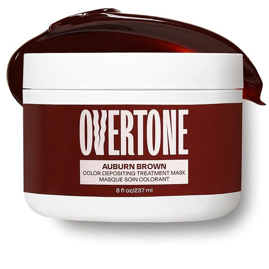 Overtone Color Depositing Semi-Permanent Hair Dye Conditioner - 8 oz For Natural & Color-Treated Hair, Moisturizing Shea Butter & Coconut Oil - Vegan & Cruelty-Free, Auburn Brown
