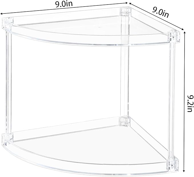 Yieach Clear Acrylic Bathroom Corner Shelf, 2 Tier Bathroom Counter Organizers and Storage Tray for Makeup,Perfume,Skincare Organizer Shelf & Vanity Storage for Bedroom and Spice Racks for Kitchen