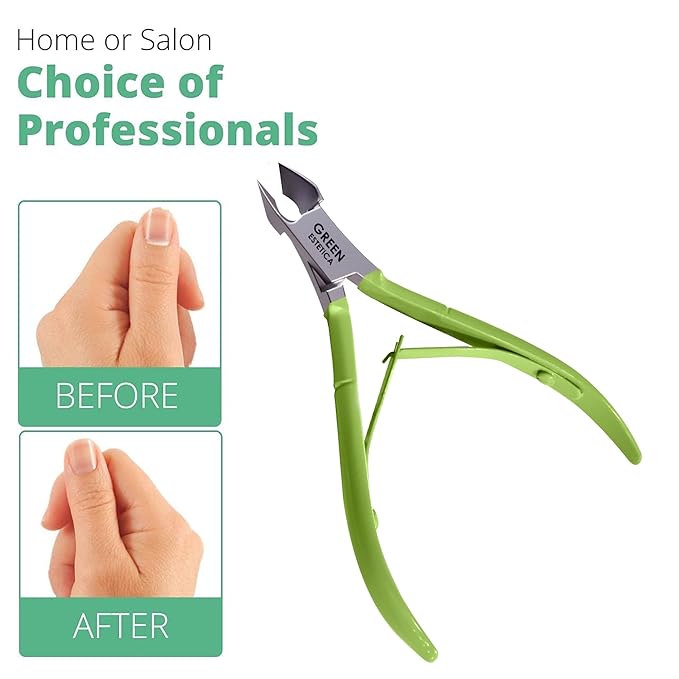 Professional Cuticle Trimmer with Cuticle Pusher Nail Cuticle Remover Nipper Silver Stainless Steel Sharp Blades Manicure Tools with Double Spring Nail Care Pedicure Nail Tools Home Spa (Green)