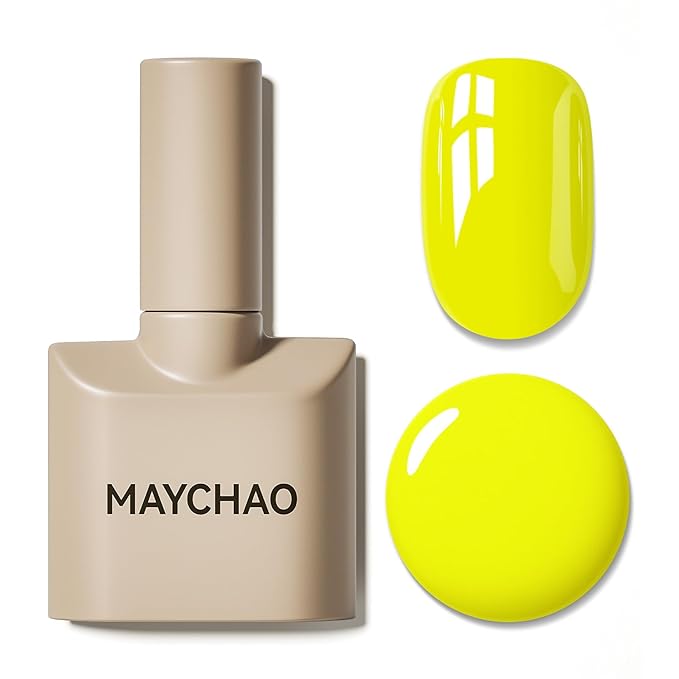 MAYCHAO 15ML Neon Yellow Gel Nail Polish 1Pc Bright Yellow Gel Polish Soak Off UV LED Nail Polish Nail Art Starter Manicure Salon DIY at Home, 0.5 OZ