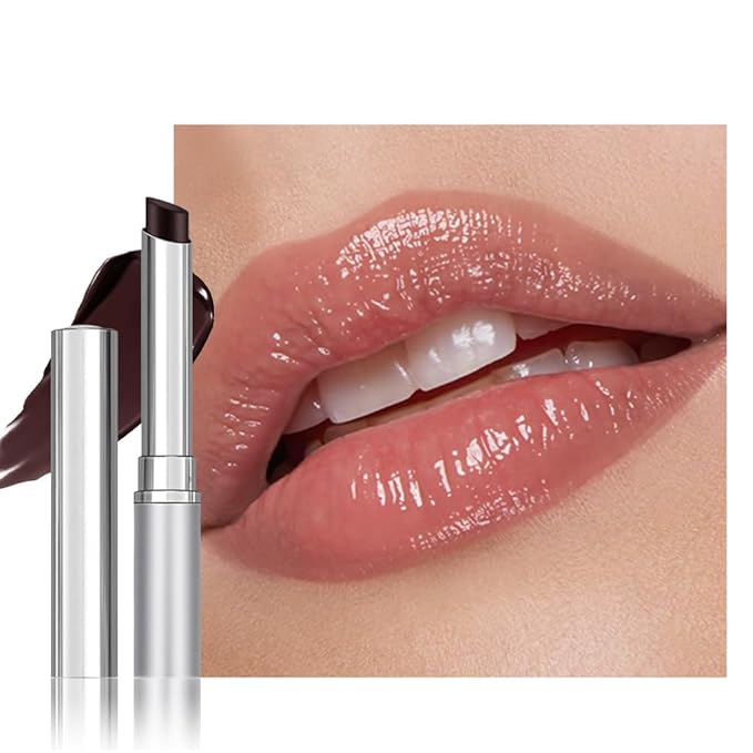 Dark Brown Honey Tinted Lip Stain Lip Balm Lip Gloss Lipstick, Sheer Hydrating Lip Stains Tint, Moisturizing Lip Color for All Skin Tones, Nourishing Lip Balm with a Hint of Natural Black Cherry