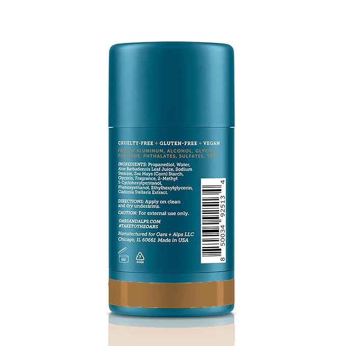 Oars + Alps Deodorant for Men & Women, Aluminum Free Deodorant for Men, Dermatologist Tested, Clean Ingredients, Vegan, Long Lasting, Odor Protection, Bergamot Grove, 2pk, 2.6oz