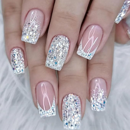 Born Pretty Christmas Silver Glitter Gel Nail Polish Shiny Silver Gel Polish Nail Art Design Manicure DIY at Home 15ml