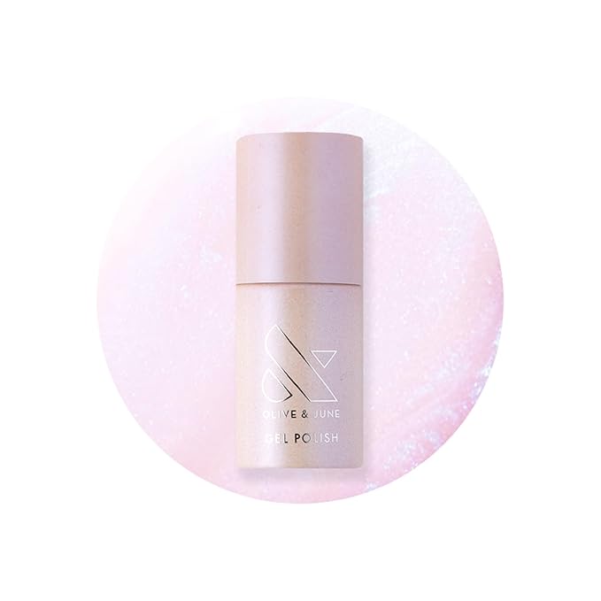 Olive & June Gel Polish | UV LED Nail Lamp Needed | Long Lasting Formula | Up to 21 Days of Wear | Damage-Free Removal |Salon-Quality Manicure at Home | Pink Goldfish | Pink Iridescent