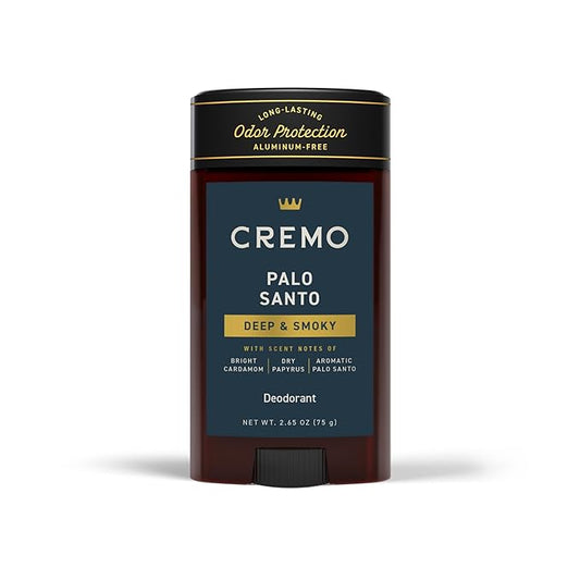Cremo Palo Santo Aluminum Free Deodorant for Men, 48-hour Long Lasting Odor Protection, 2.65oz