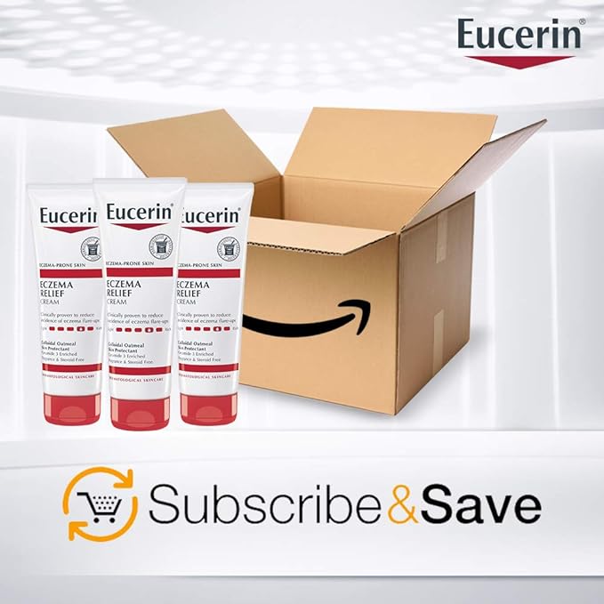 Eucerin Eczema Relief Cream, Full Body Lotion for Eczema-Prone Skin, Moisturizing Eczema Cream, Body Moisturizer, Multi-Pack, 8 oz. Tube (Pack of 3)