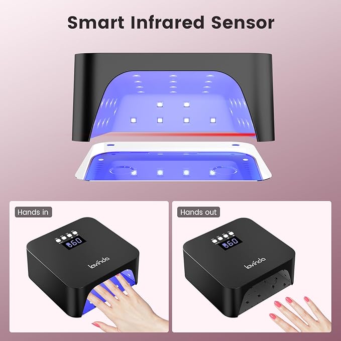 Lavinda UV Light for Gel Nails, Professiona UV LED Nail Lamp 2X Faster Curing Nail Dryer Nail Light Compatible with All Gel Types for Home Salon (NovaGlow Black)