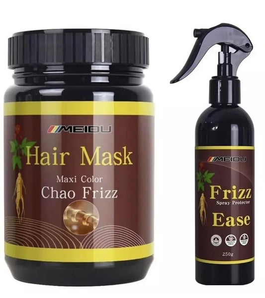 Meidu Combo Hair Mask Color Chao Frizz 1000mL & Hair Spray Protector Frizz Ease 250g (Anti Frizzy, Repair Damaged Hair, Prevent Hair Loss, Stimulate Hair Growth, Keeps Color Last Up to 8 Weeks)