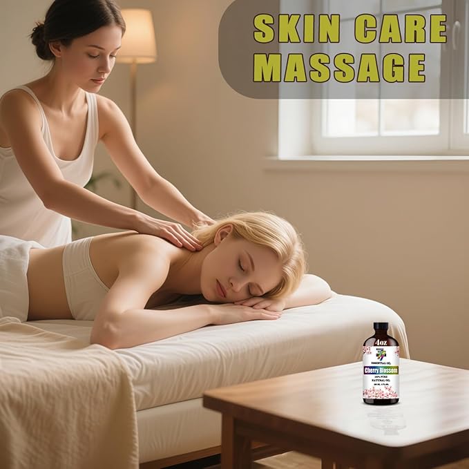 Cherry Blossom Essential Oil (4 oz/120 ml) — Cherry Blossom Oils for Aromatherapy, diffusers, humidifiers, Home fragrances, DIY Skincare, soap Making, DIY Candle, Relaxation, Yoga, and Meditation