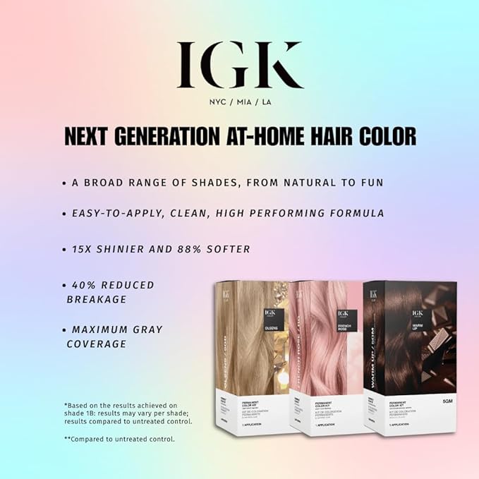 IGK Permanent Hair Dye Color Kit | 5GM Warm Up - Golden Mahogany Brown | 100% Gray Color Coverage + Strengthen + Shine | Ammonia Free