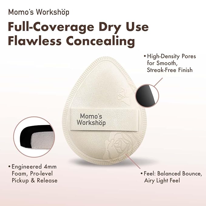 Satin White Egg Makeup Sponge,Firm Bounce Rubycell,Cushion Sponge with Wide PU Leather for Quick-Dry/Full Coverage Foundations,Cosmetic Puff,2pcs Beauty Puffs&Storage Case