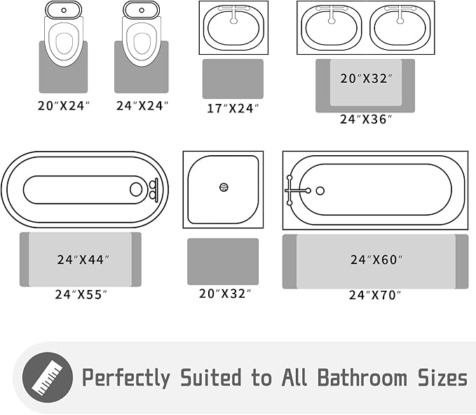 Yimobra Bathroom Runner Rug 70x24 Inch - Extra Long Non Slip Chenille Bath Mat, Soft & Absorbent, Machine Washable Shaggy Hallway Carpet for Vanity Tub Shower, Denim Blue Home Decor Accessories