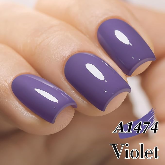 Double Rhythm 15ML Gel Polish Pure Sheer Same Color Same Bottle Soak Off Gel Polish Art Manicure Salon DIY at Home for Women (Deep Purple Blue-A1474)