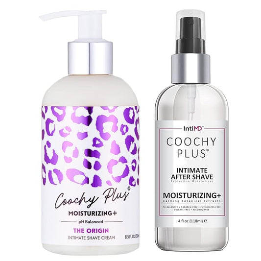 IntiMD Coochy Plus Intimate Shaving Complete Kit - The Origin & Organic After Shave Protection Soothing Moisturizer Mist - Antioxidant Formula Prevents Razor Burns, Itchiness & Ingrown Hair