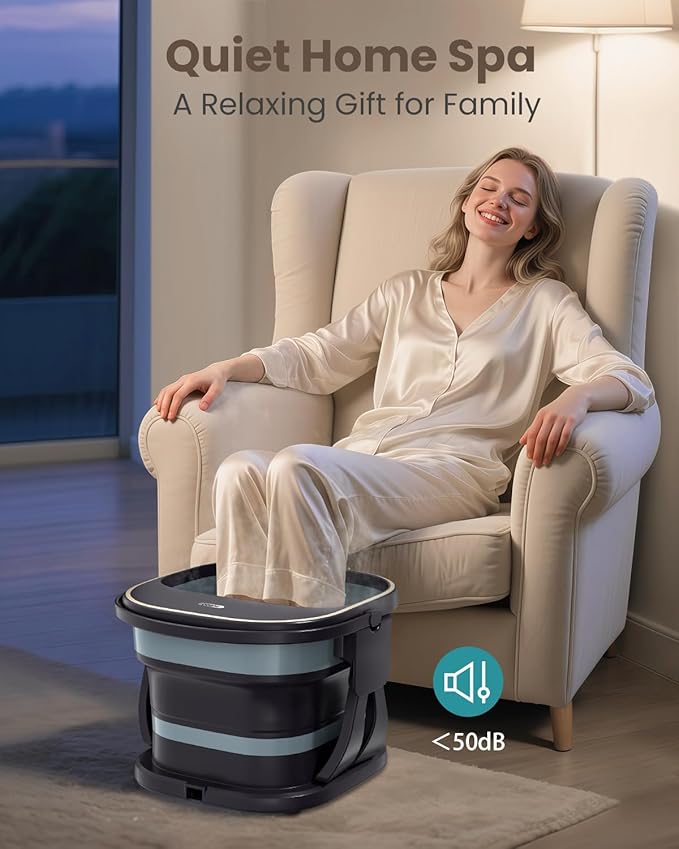 Puboo Collapsible Foot Spa Bath Massager with Heat, 95-115°F Precise Temp Control, Motorized Massage Rollers, Heated Foot Bath Soak Tub, Fits US Men’s Size 11, Gift for Christmas, Thanksgiving