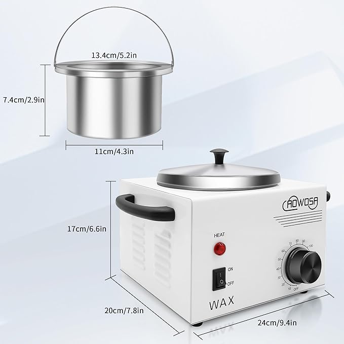 Single Professional Electric Wax Heater Machine for Hair Removal - Large Paraffin Pot with Adjustable Temperature, Facial Skin Body SPA Salon Equipment, 50 Wax Sticks Included