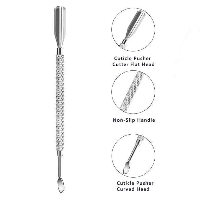 Cuticle Trimmer with Cuticle Pusher and Scissors, Cuticle Remover Professional Durable Pedicure Manicure Tools, Stainless Steel Cuticle Nipper Cutter Clipper (Silver Pusher)